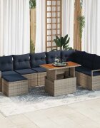 vidaXL Градински Софа Комплект 9 бр. Сив и тъмносин
