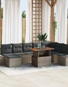 vidaXL Градински Софа Комплект 9 бр. Сив Полиратан