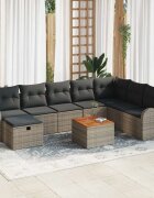 vidaXL Градински Софа Комплект 9 бр. Сив Полиратан