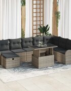 vidaXL Градински Софа Комплект 9 бр. Сив полиратан