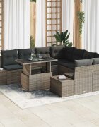vidaXL Градински Софа Комплект 9 бр. Сив полиратан