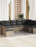 vidaXL Градински Софа Комплект 9 бр. Сив полиратан