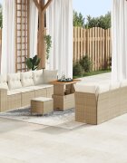 vidaXL Градински Софа Комплект Бежов и кремав полиратан