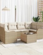 vidaXL Градински Софа Комплект Бежово 55 x 55 x 37 см полиратан
