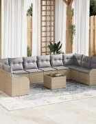 vidaXL Градински Софа Комплект Бежово 55 x 55 x 37 см полиратан