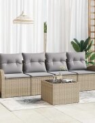 vidaXL Градински Софа Комплект Бежово 55 x 55 x 37 см полиратан