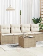 vidaXL Градински Софа Комплект Бежово 55 x 55 x 37 см полиратан