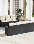 vidaXL Градински Софа Комплект Черно 55 x 55 x 37 см полиратан