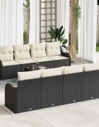 vidaXL Градински Софа Комплект Черно 55 x 55 x 37 см полиратан