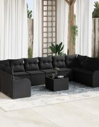 vidaXL Градински Софа Комплект Черно 55 x 55 x 37 см полиратан