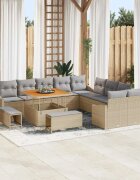 vidaXL Градински Софа Комплект с възглавница 13 pcs Бежово Полиратан