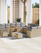 vidaXL Градински Софа Комплект с възглавница 13 pcs Бежово Полиратан