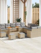 vidaXL Градински Софа Комплект с възглавница 13 pcs Бежово Полиратан