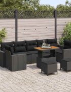 vidaXL Градински Софа Комплект с възглавница 13 pcs Черно полиратан