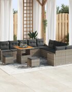 vidaXL Градински Софа Комплект с възглавница 13 pcs Сив Полиратан