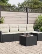 vidaXL Градински Софа Комплект с възглавница 6 pcs Черно Полиратан