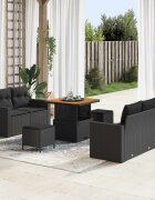vidaXL Градински Софа Комплект с възглавница 8 pcs Черно полиратан