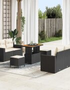 vidaXL Градински Софа Комплект с възглавница 8 pcs Черно полиратан