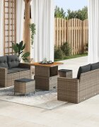 vidaXL Градински Софа Комплект с възглавница 8 pcs Сив полиратан