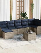 vidaXL Градински Софа Комплект с възглавница 8 pcs Сив Полиратан