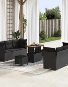 vidaXL Градински Софа Комплект с възглавница 9 pcs Черно полиратан