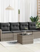 vidaXL Градински Софа Комплект Сив 55 x 55 x 37 см полиратан