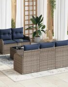 vidaXL Градински Софа Комплект Сив 55 x 55 x 37 см полиратан