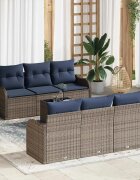 vidaXL Градински Софа Комплект Сив 55 x 55 x 37 см полиратан
