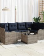 vidaXL Градински Софа Комплект Сив 55 x 55 x 37 см полиратан