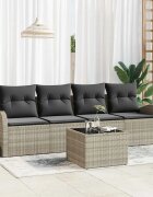 vidaXL Градински Софа Комплект Светлосиво 55 x 55 x 37 см полиратан