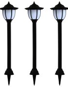 vidaXL Градински соларни лампи 3 бр LED черни