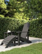 vidaXL Градински стол Adirondack с табуретка HDPE антрацит