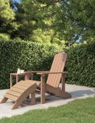 vidaXL Градински стол Adirondack с табуретка HDPE кафяв