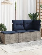 vidaXL Градински стол с възглавница Сив 55 x 55 x 37 см полиратан