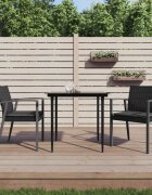 vidaXL Градински стол с възглавници 2 бр черни 565x57x83 см полиратан