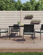 vidaXL Градински стол с възглавници 4 бр черни 54x625x89 см полиратан