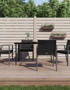 vidaXL Градински стол с възглавници 4 бр черни 565x57x83 см полиратан