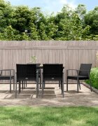 vidaXL Градински стол с възглавници 6 бр черни 565x57x83 см полиратан