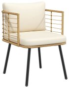 vidaXL Градински стол с възглавници Natural Poly Rattan