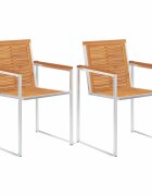 vidaXL Градински столове 2 бр акация масив и неръждаема стомана