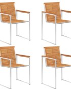 vidaXL Градински столове 4 бр акация масив и неръждаема стомана