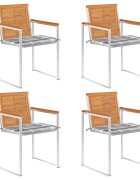 vidaXL Градински столове 4 бр с възглавници масивно акациево дърво