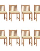 vidaXL Градински столове 8 бр с възглавници тиково дърво масив