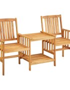 vidaXL Градински столове с маса за чай 159x61x92 см акация масив