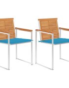 vidaXL Градински столове с възглавници 2 бр акация масив и стомана