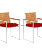 vidaXL Градински столове с възглавници 2 бр акация масив и стомана