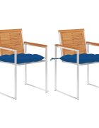 vidaXL Градински столове с възглавници 2 бр акация масив и стомана