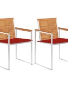 vidaXL Градински столове с възглавници 2 бр акация масив и стомана