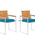 vidaXL Градински столове с възглавници 2 бр акация масив и стомана