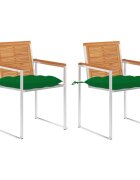 vidaXL Градински столове с възглавници 2 бр акация масив и стомана